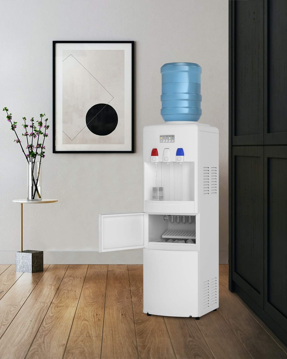 Northair Hot & Cold Water Dispensers with Ice Maker, 2, 3 or 5 Gallon Bottle, Child Safety Protect, Removable Ice and Water Separator, Ice Storing Plate，White : Everything Else