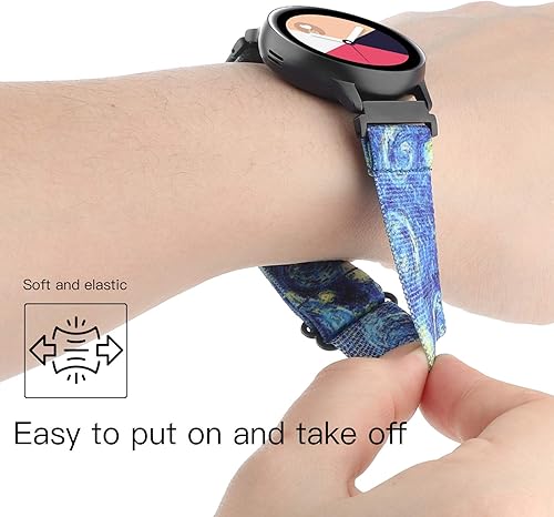 Miniatura 4 de Correas elásticas compatibles con Samsung Galaxy Watch 3 de 41 mmGalaxy Watch ActiveActive 2, 20 mm de velcro elástico ajustable, correa de pulsera
