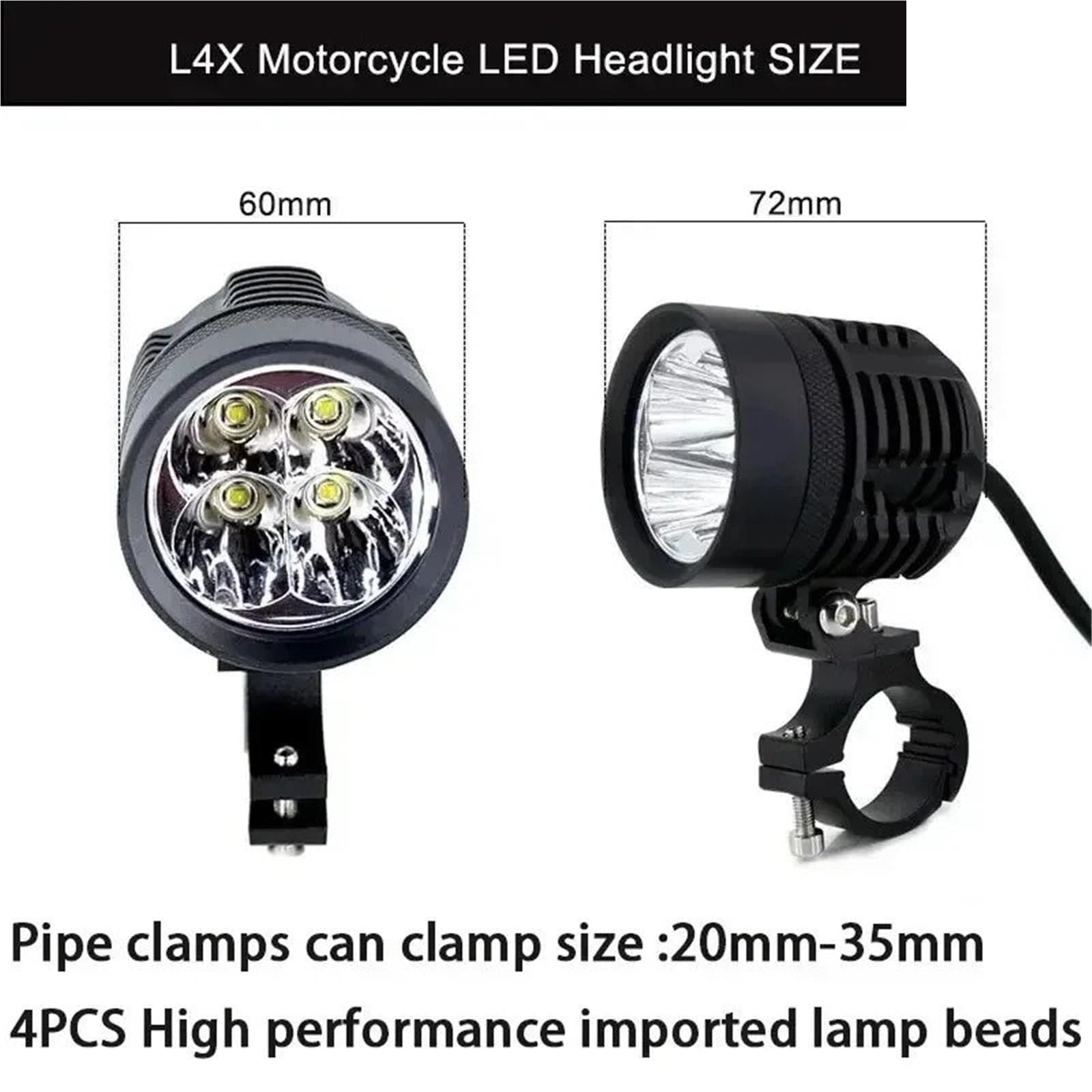 Moto Fari Stradali Spot Light Beam Per 2 Pezzi Faro Universale LED Moto 8000LM Faretto Impermeabile Flash Fendinebbia Lampadina Super Luminosa 12V