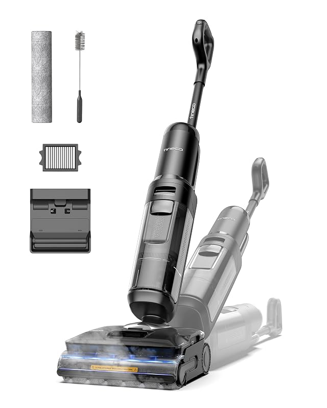 Tineco Floor One S7 Stretch Steam Cordless Wet Dry Vacuum Steam Mop All-in-One 320 HyperSteam 180 Lay-Flat Anti-Tangle