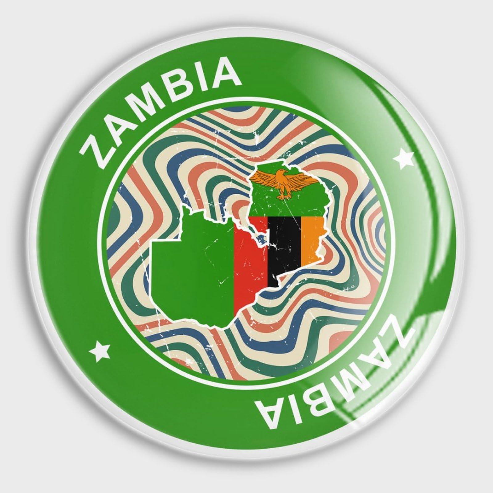 Luijorgy Zambia National Flags Decorative Magnets Refrigerator Flags Fridge Magnets Round Whiteboard Magnets Glass Refrigerator Magnets For Billboard Office Blackboard Kitchen Home
