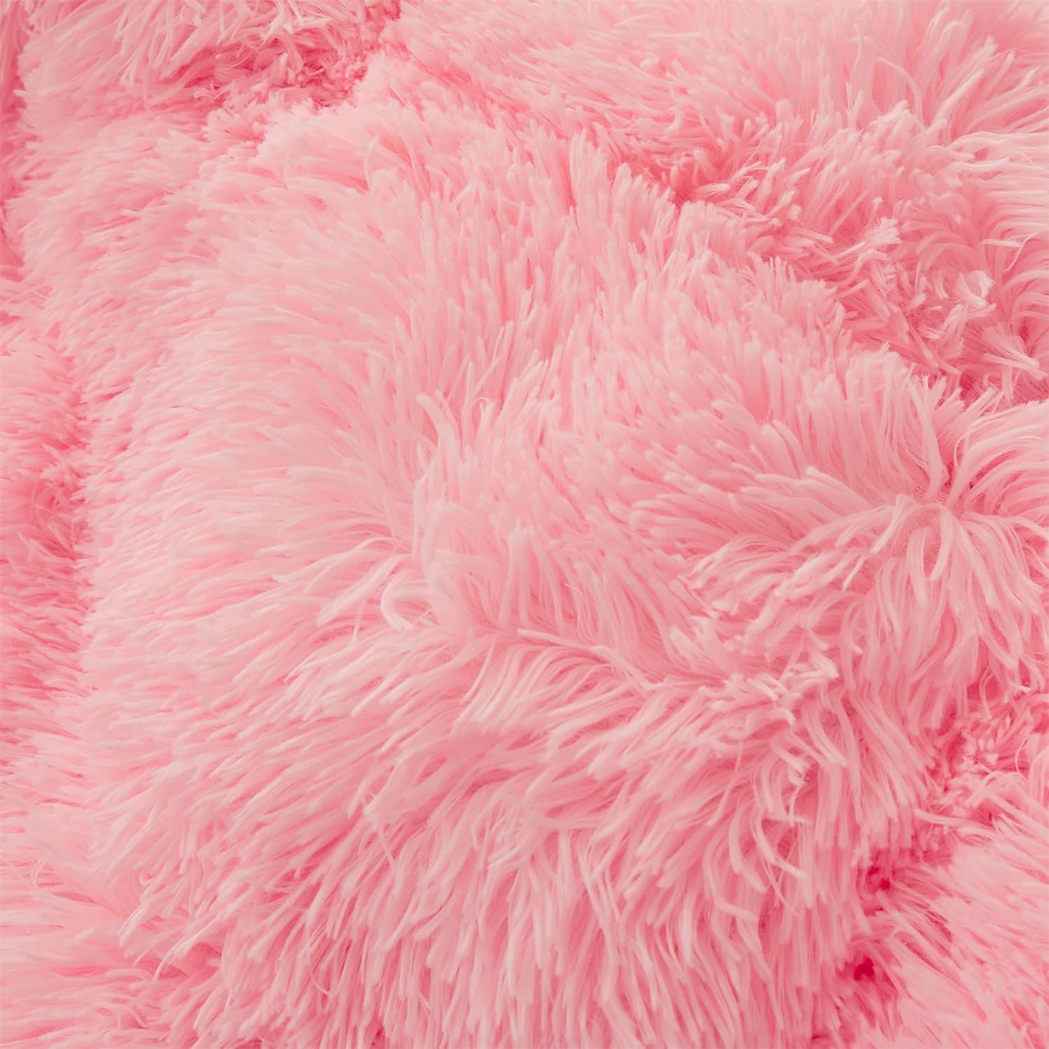 Fluffy Faux Fur Pink Comforter Cover Set Queen - Ultra Soft Plush Pink Bedding Sets 3 Pieces (1 Fluffy Duvet Cover + 2 Faux Fur Pillow case) Cute Bed Set (Light Pink, Queen) - Image 7
