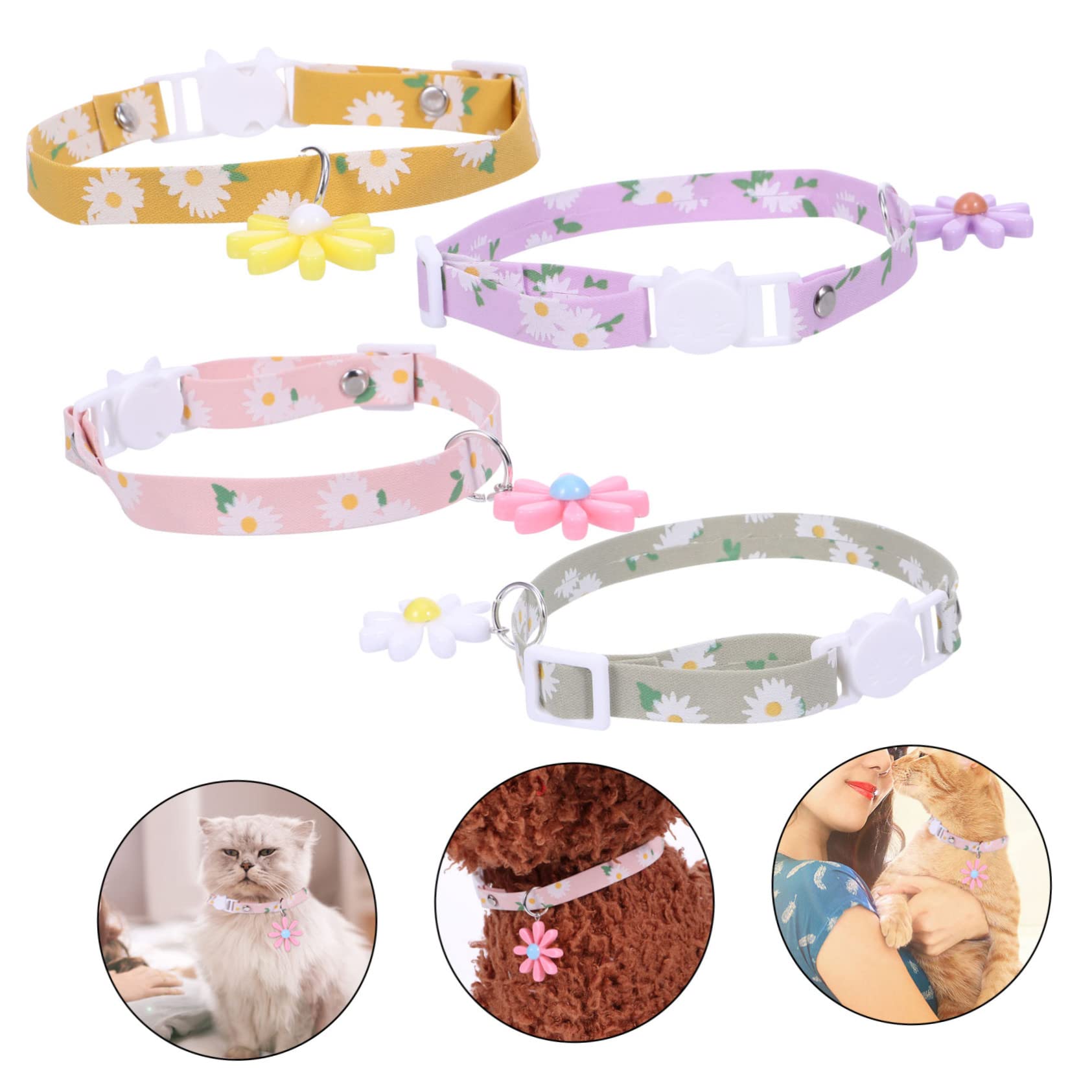 INOOMP 12stücke Verstellbares Katzenhalsband Mit Blumenanhänger Teiliges Set Für Katzen Und Kätzchen Für Alltag Und Farben Erhältlich Grün Gelb