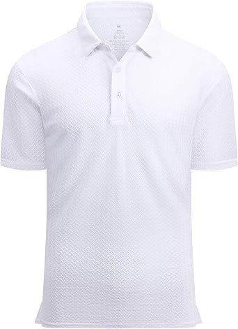 Alex Vando Mens Bubble Jacquard Polo Shirt Super Stretch Short Sleeve Polo Shirts for Men