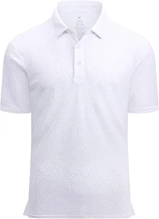 Alex Vando Mens Bubble Jacquard Polo Shirt Super Stretch Short Sleeve Polo Shirts for Men