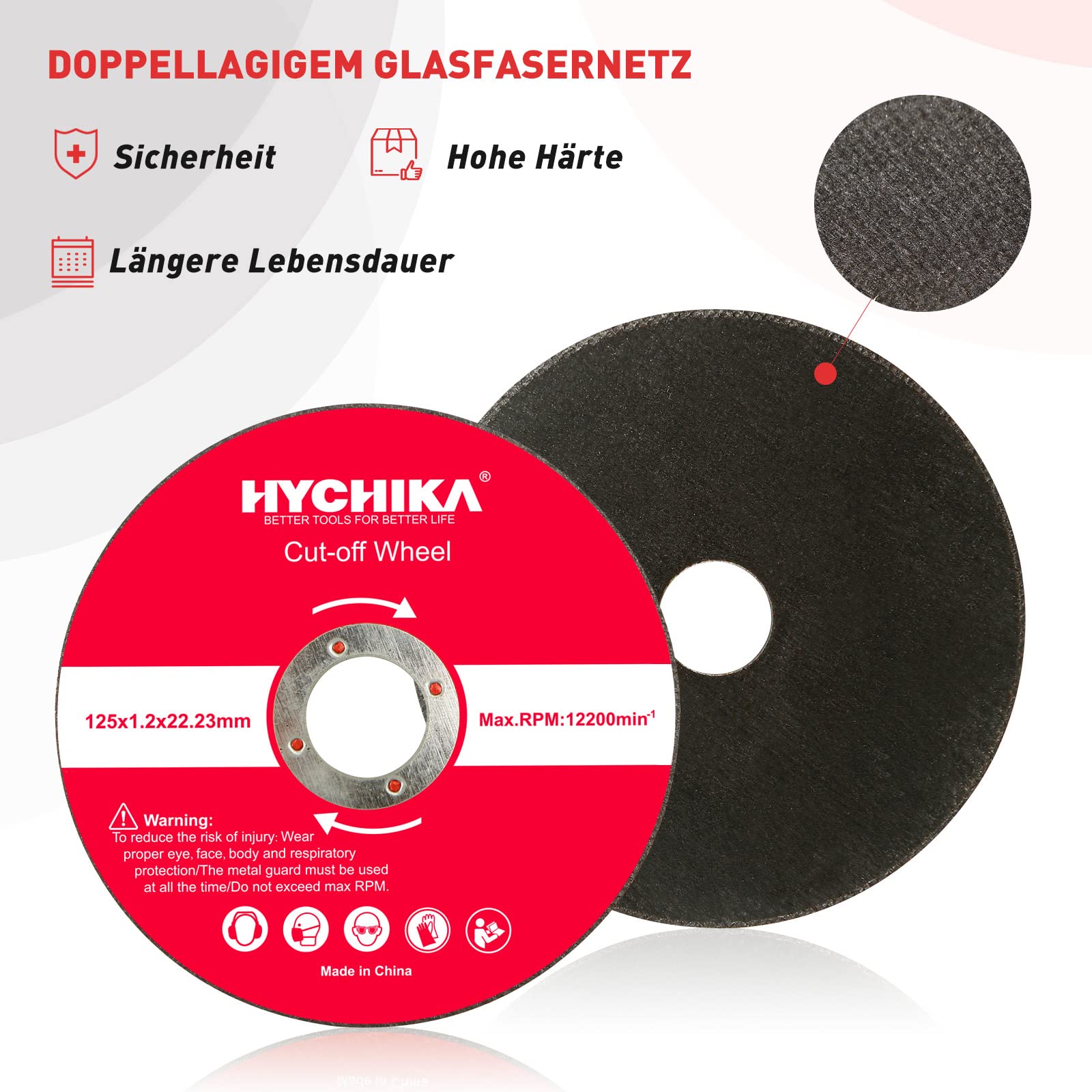 HYCHIKA Tarcza tnąca 125 Metal, 10 sztuk Tarcze tnące Metalowe do metalu Żelazo Szlifierka 125 mm 1,2 mm 22,2 mm