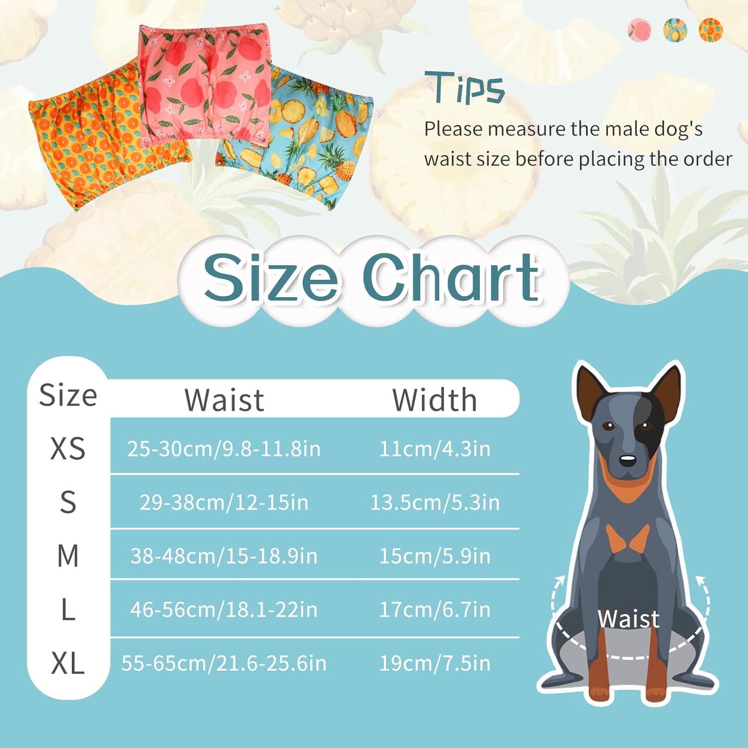 Kuoser 3 Pack Male Dog Nappies, 2 Layers High Absorbency Male Dogs