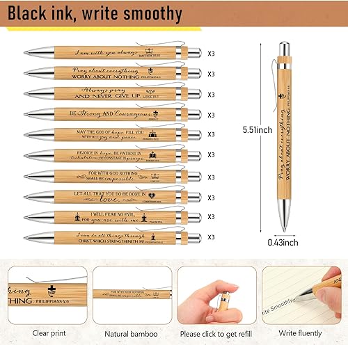 Miniatura 3 de Kosiz Juego de 60 unidades30 unidades de regalo cristiano, versículo de la Biblia, bolígrafos de bambú, cuaderno religioso en espiral con notas