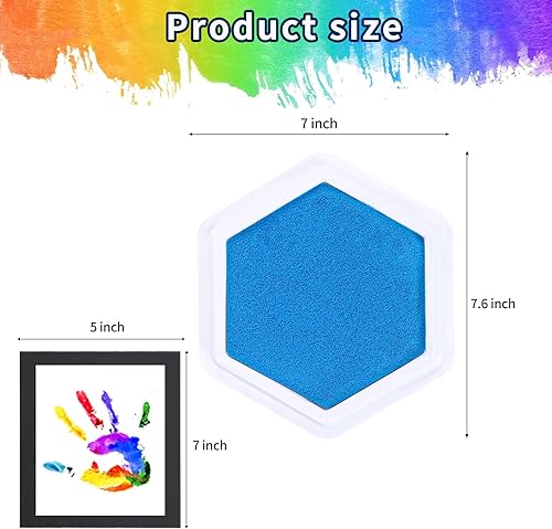 Miniatura 2 de MoloTAR Sellos de tinta grandes para manualidades, color de bricolaje, 8 colores, almohadilla de tinta hexagonal de arco iris para niños