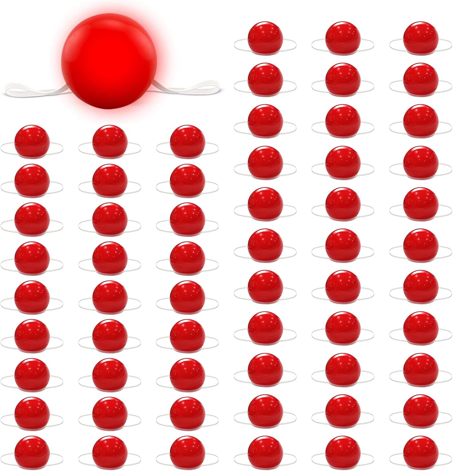Haull 60 Pcs Bulk Red Clown Noses for Adult Light up Clown Nose Circus Blinking Decor Carnival Costume Accessories Cosplay Party Supplies
