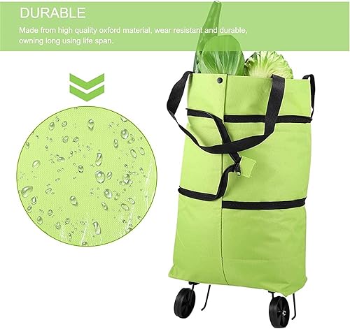 Miniatura 5 de Generic Bolsa de compras plegable 2 en 1, carrito de compras plegable ligero, carrito de comestibles con ruedas, plegable, almacenamiento retráctil,