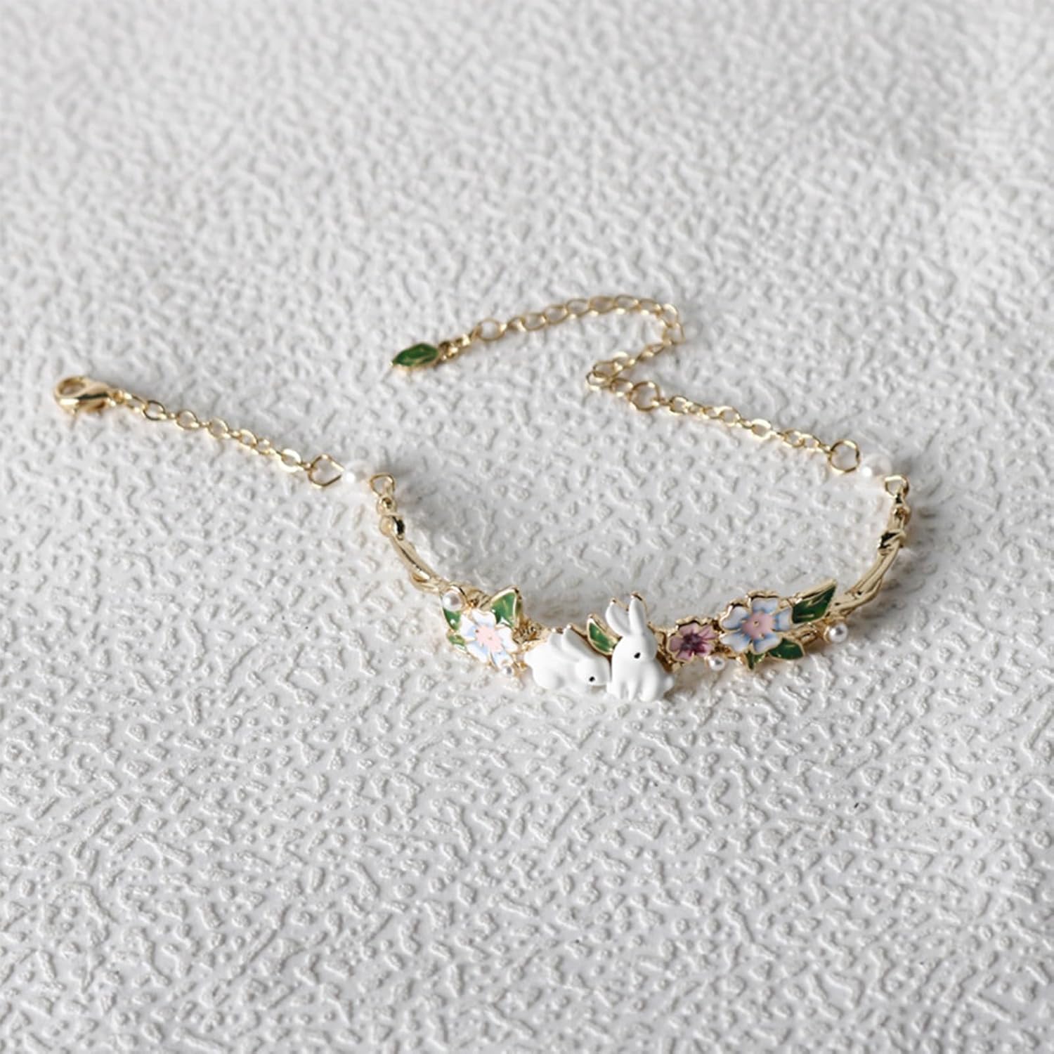 Cute Charm Bracelets For Women Easter Bunny Rabbit With Flower Bangle Bracelet Adjustable Wristchain Gifts - Image 3