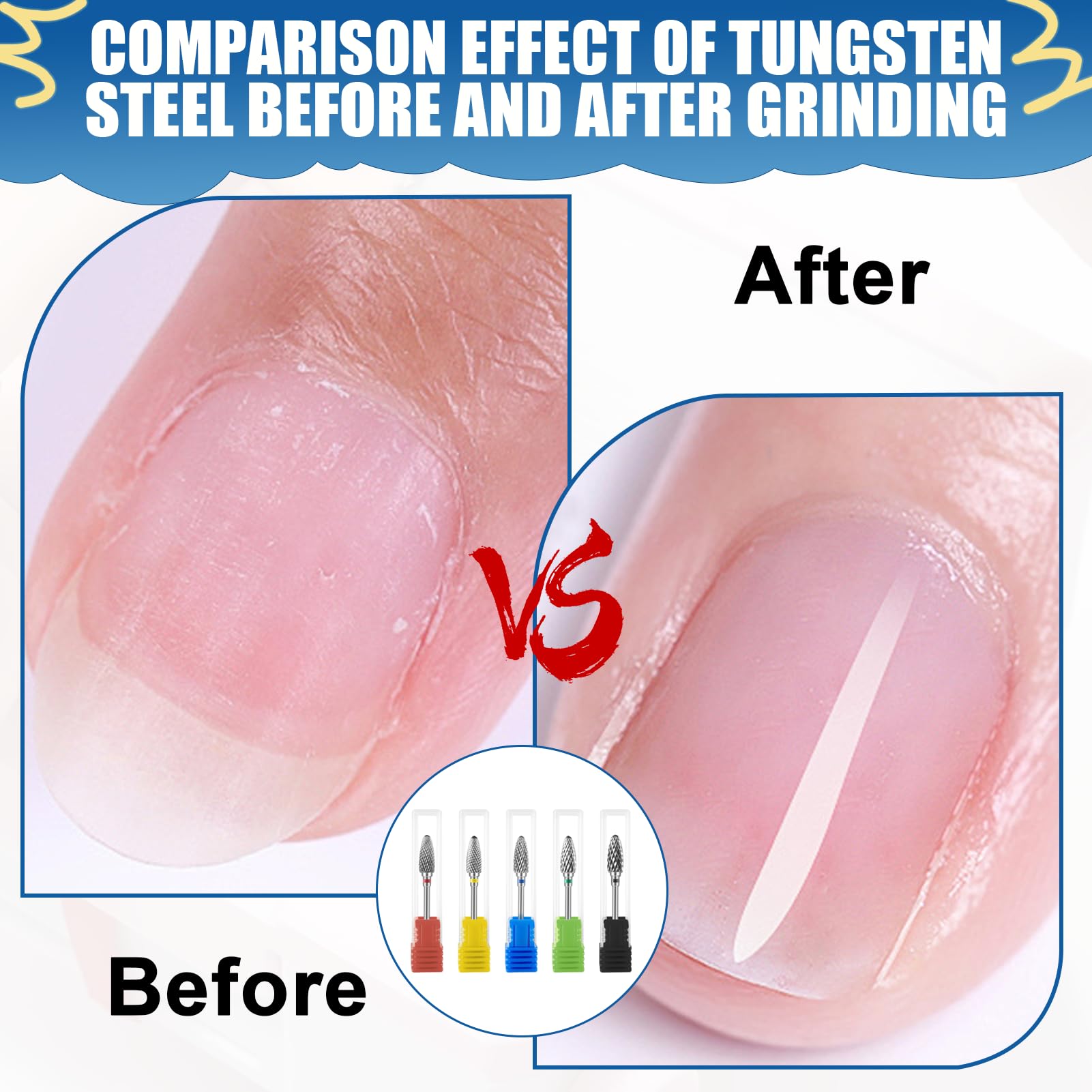 5 punte per fresa per unghie in tungsteno, carburo di tungsteno, punte per fresa, strumenti professionali per manicure e uso domestico, fresa in acciaio al tungsteno