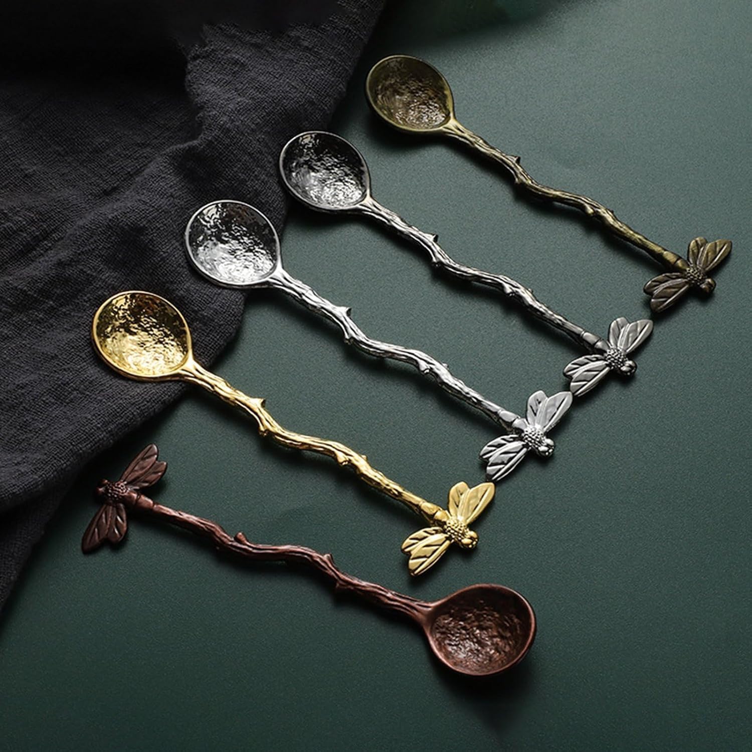Spoons, Retro Dragonfly Spoon Coffee Spoon Teaspoon Stainless Steel Tableware Creative Sugar Spoon Tea Spoon Stir Bar, Dessert Spoon, Cake Spoon, Teaspoons