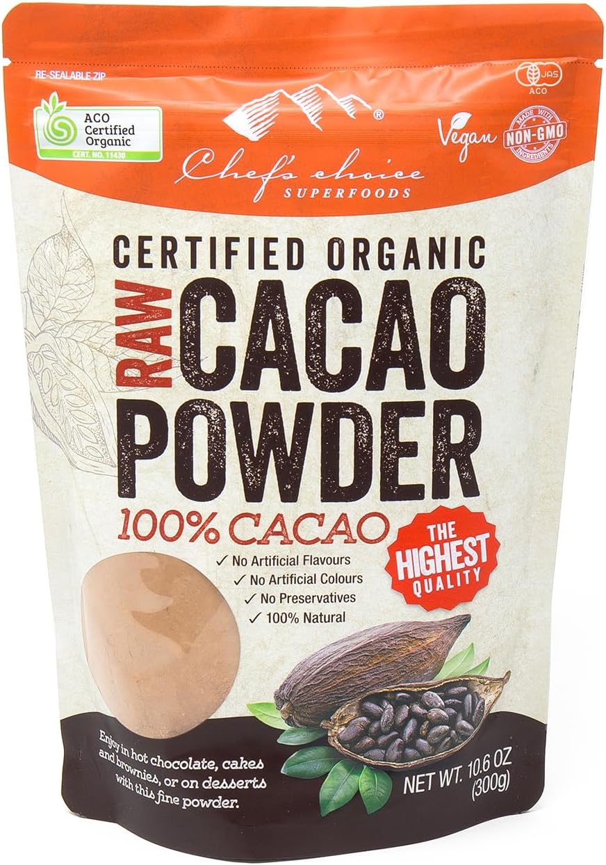 シェフズチョイス オーガニック ローカカオパウダー 有機 ココアパウダー Organic Raw Cacao Powder(1 : 300g×1袋)