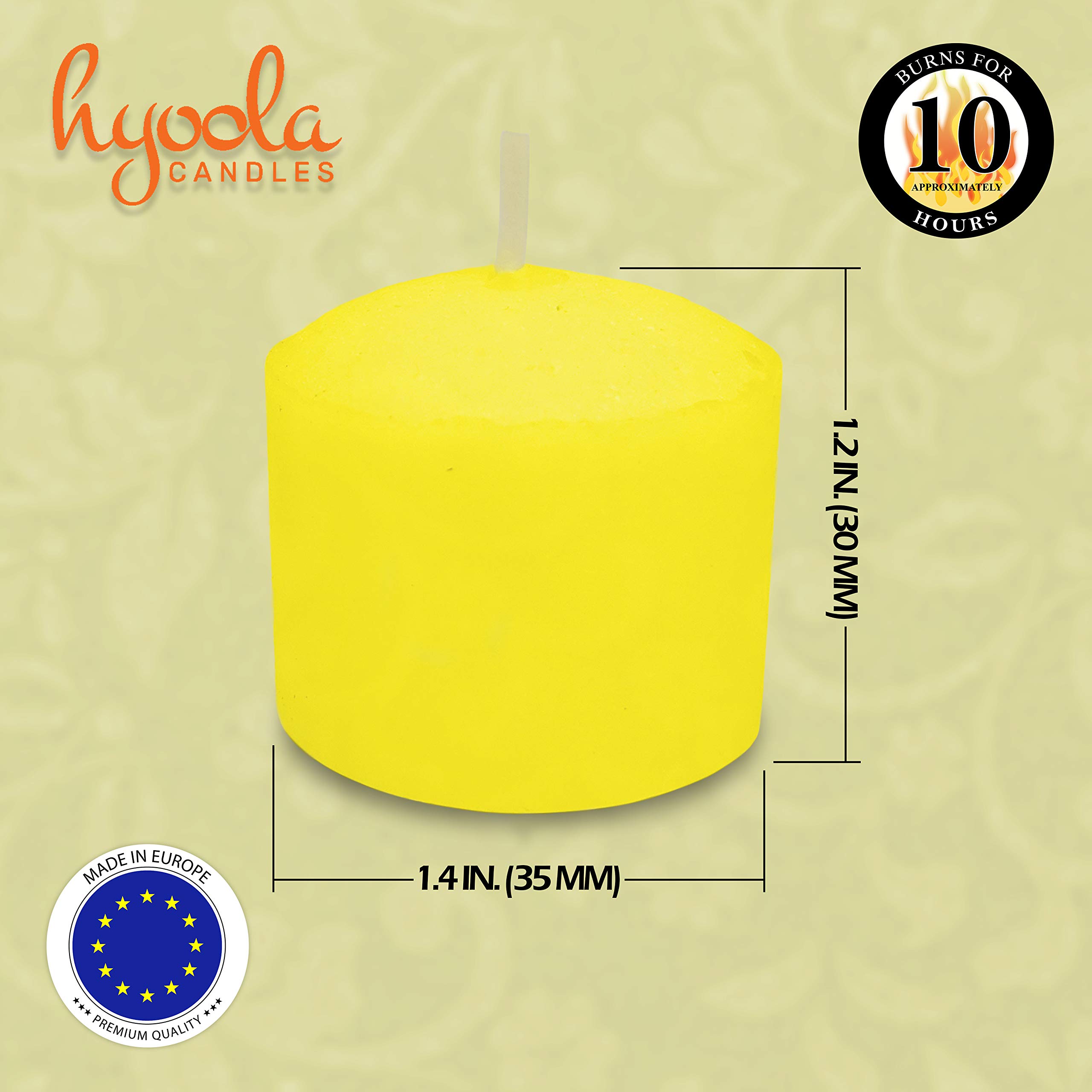 HYOOLA Lot de 50 bougies votives à la citronnelle – Durée de combustion de 10 heures – Idéal pour les insectes, fabriquées en Europe