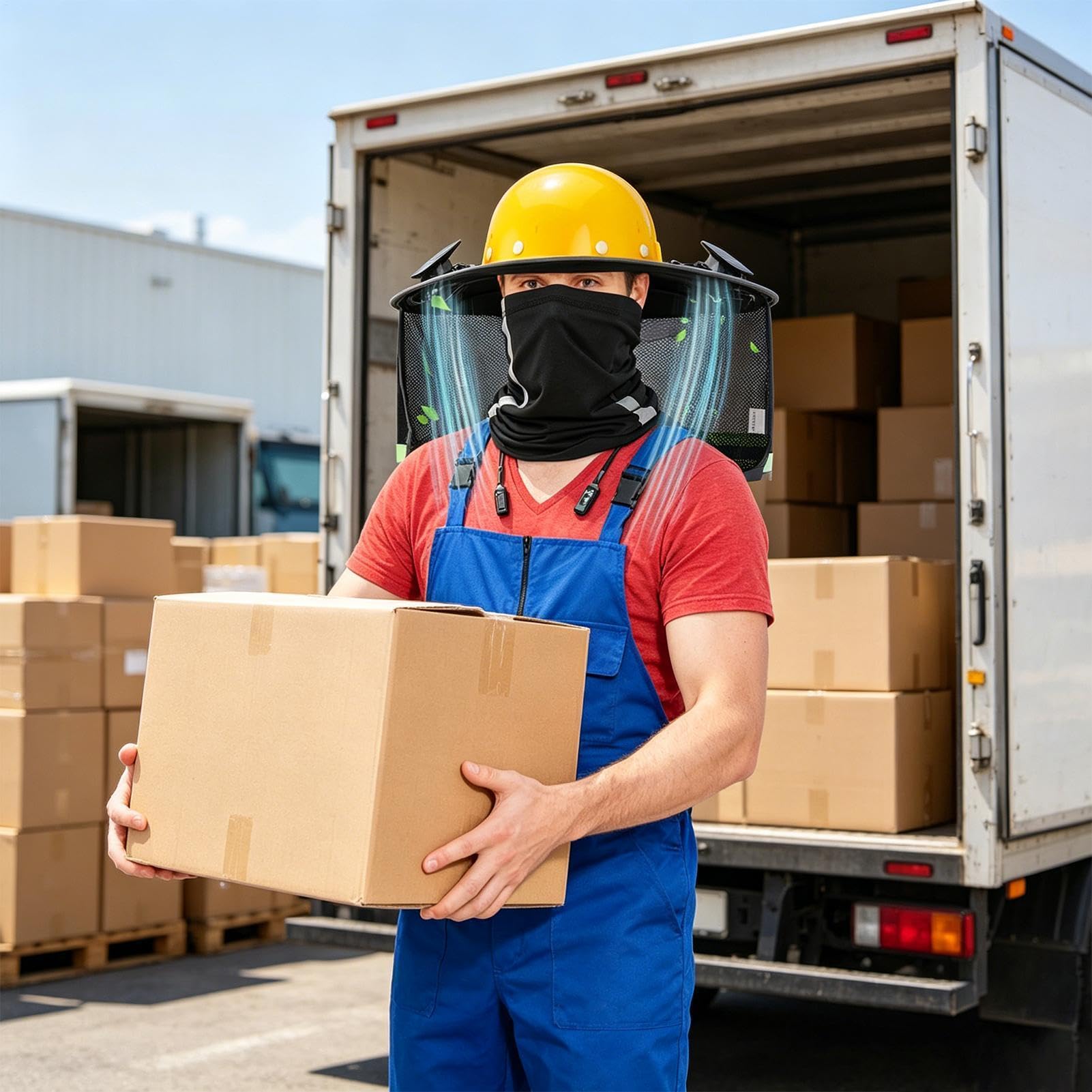 Visière de protection solaire à bord complet pour casques de protection | Écharpe tubulaire légère avec ventilateur solaire | Protection solaire à bord complet | Pour chantier, extérieur, travail en