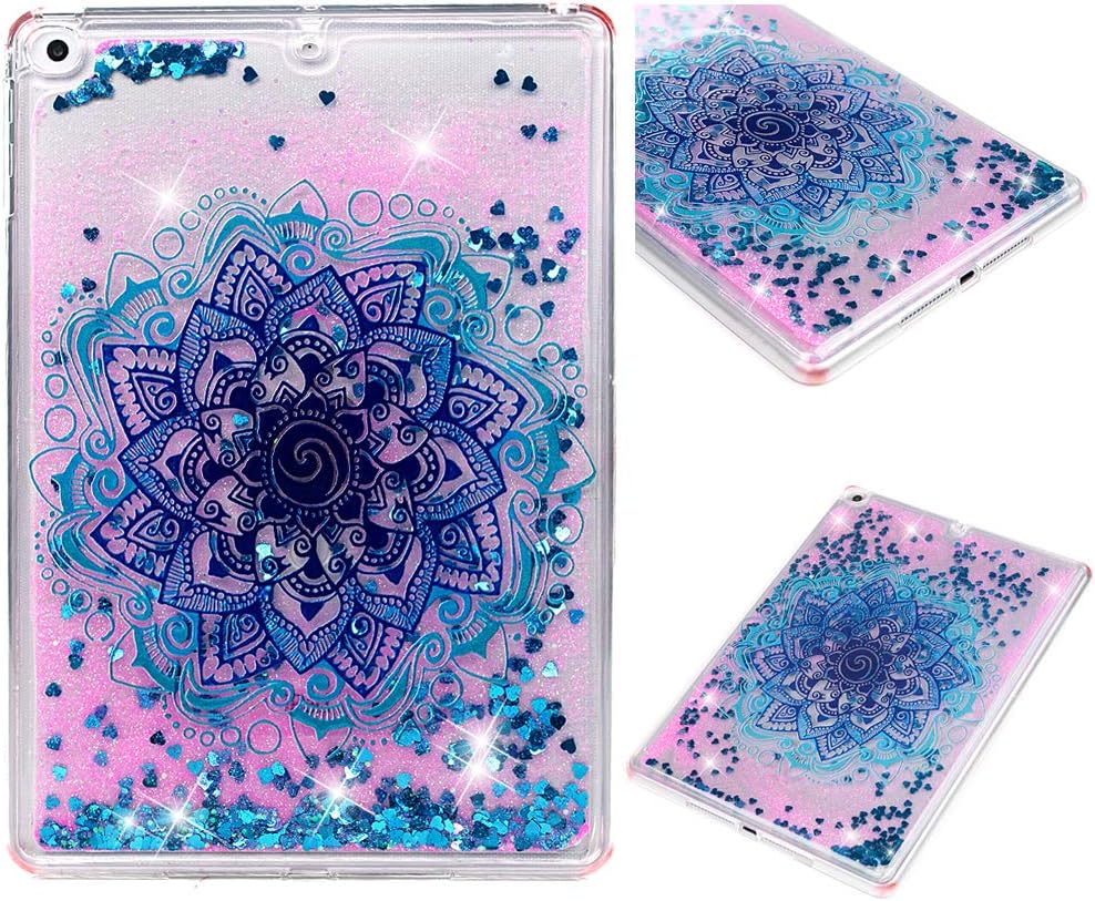 iPAD Air/Air 2 Case, Liquid Glitter Case Bling Shiny Sparkle Flowing Moving Love Hearts Clear Cover Ultral Slim Shockproof Drop Resistant TPU Bumper Frame Acrylic Shell Case for iPAD/Air/Air 2