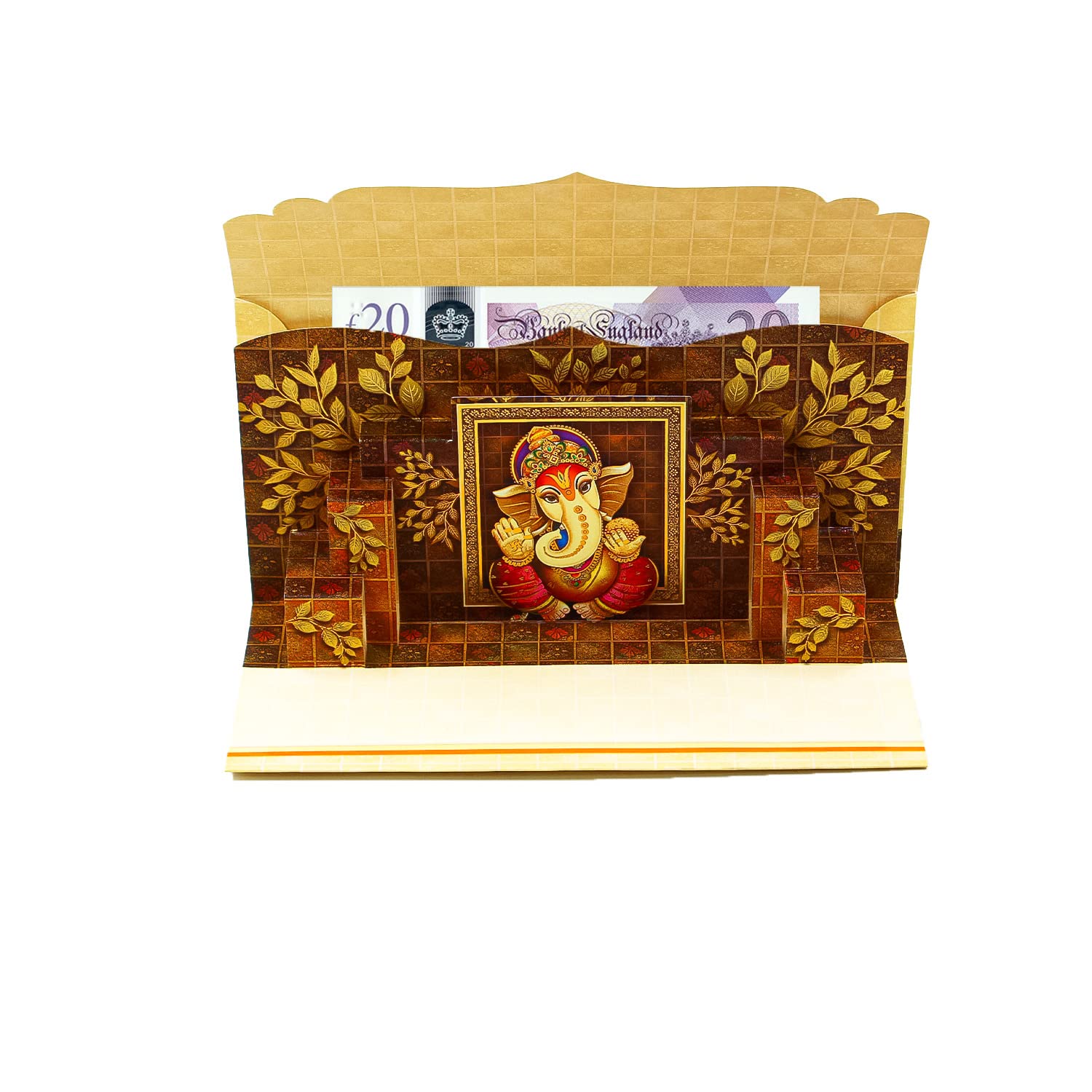 Shagun Gift Envelope for Cash (Pack of 10) Lord Ganesh Design Gold Silver Foil Stamping Money Holder Card for Christmas Diwali Birthday Wedding Graduation Designer Invitation Envelopes
