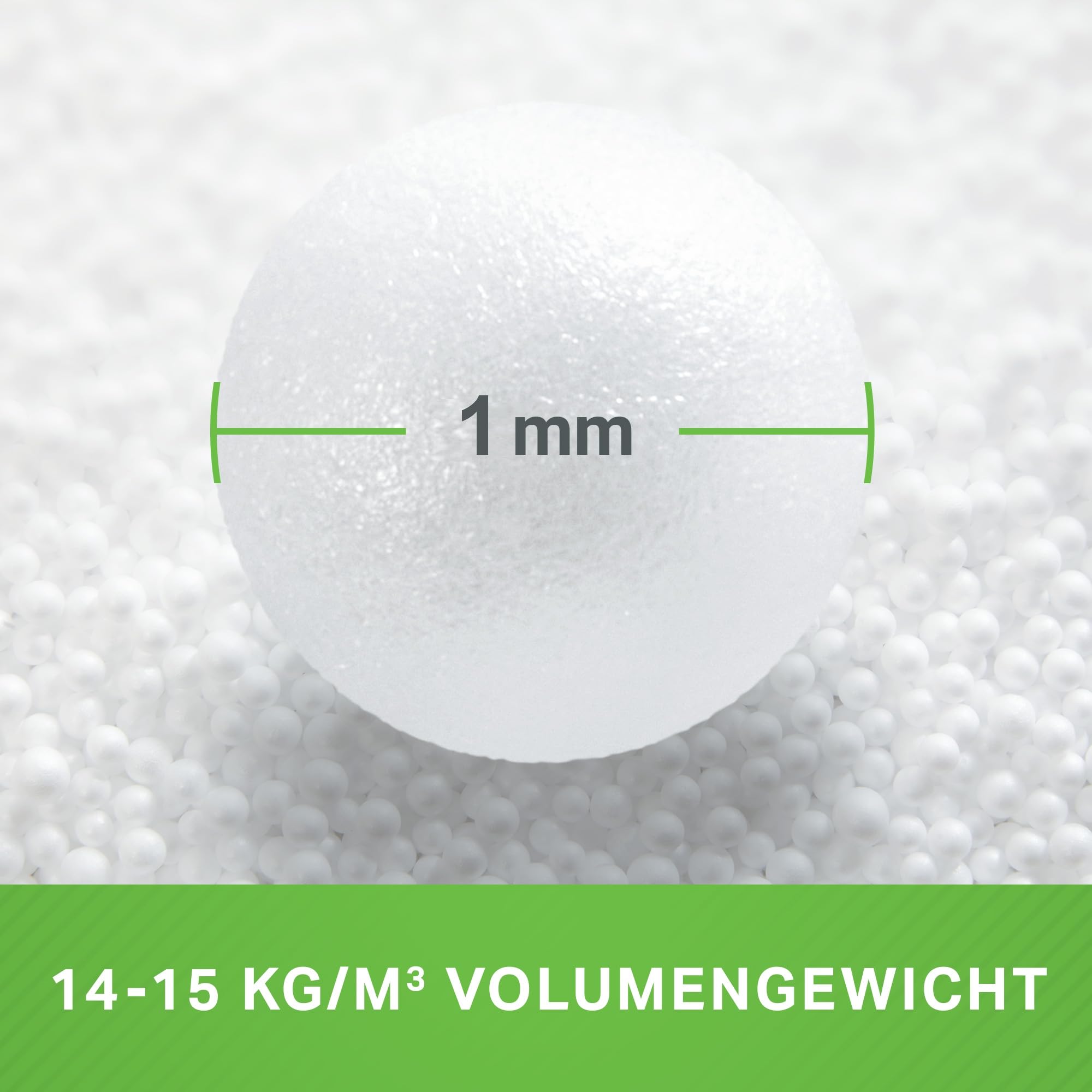 Green Bean® 300 litri di alta qualità micro perle EPS 0,5-1 mm di produzione tedesca per imbottitura a sacco di pouf, confezione di ricarica per cuscini e microperle per allattamento
