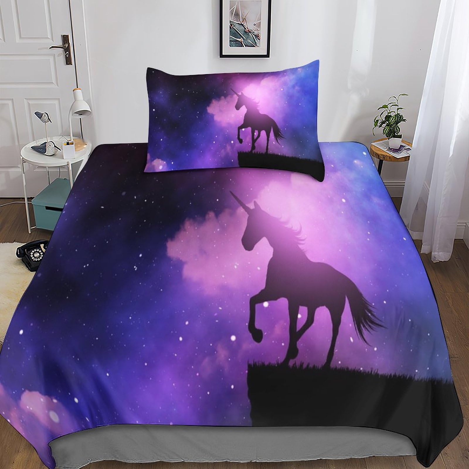 Housse de couette licorne 3D en microfibre respirante avec zip