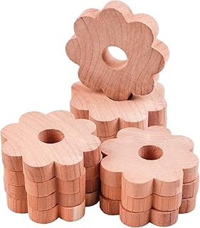 12 Pcs Cedar Blocks for Clothes Storage Flower Cedar Chips for Closets and Drawers Fresh Cedar Rings to Protect Your Clothes Aromatic Scent Cedar Planks for Closets Wardrobe Clothes Storage Freshener