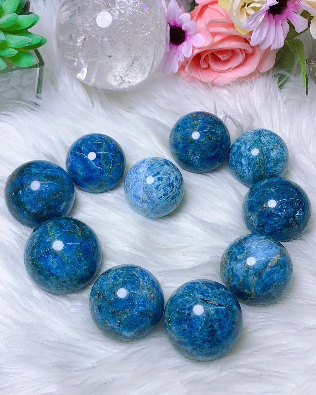 Blue Apatite Crystal Ball - 7-8cm Blue Apatite Sphere - Crystal for Spiritual, & Home Decor