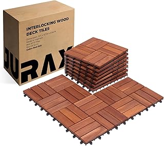 Premium Patio Deck Tiles, 10 PCs 12”x12” Snap Together Patio Floorin...