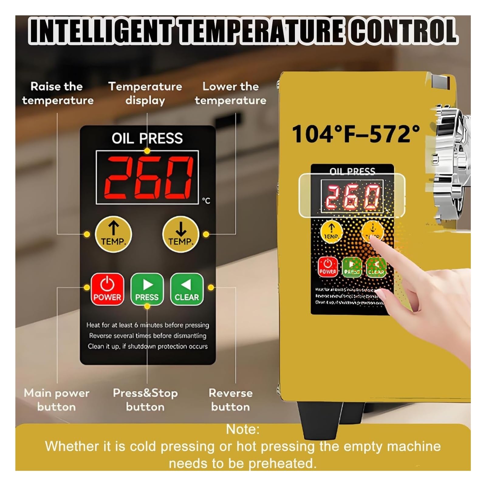 Prensa De Aceite Automática - Expulsor De Aceite Eléctrico De 1100 W En Frío Y Caliente, Alta Temperatura De 300 °C Y Alto Rendimiento para Frutos Secos Y Semillas TypeA
