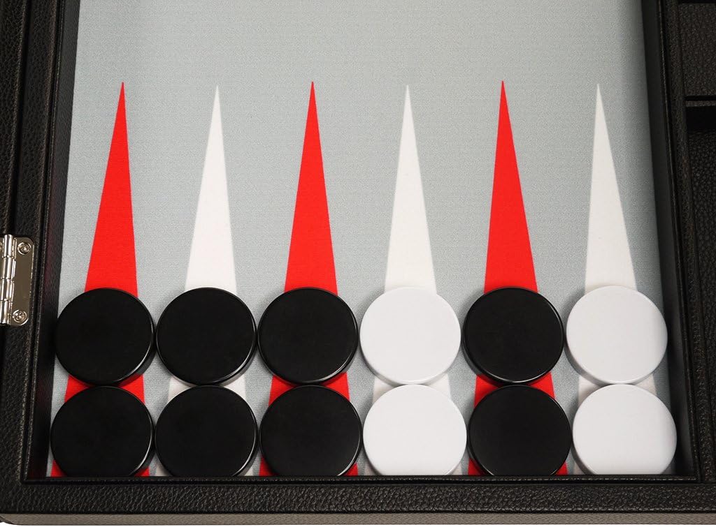 Hottest Sale Silverman & Co. 19-inch Premium Backgammon Set - Large Size - Black Board, White and Scarlet Red Points