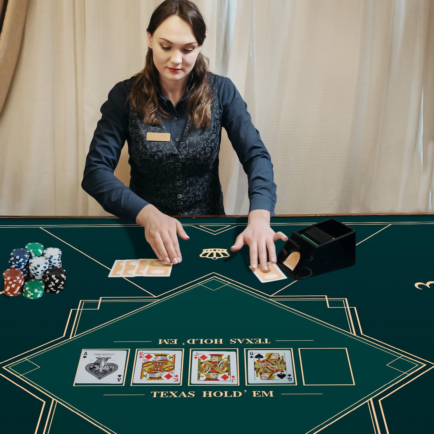 LaiEr 60/80/100/120/140/160cm Quadratische Poker Matte Texas Hold'em Poker Gummimatte Poker Topper für Tische Faltbare Tragbare Poker Tischplatte Layoutw für Poker Spiele Blackjack Casino(120 * 120cm)