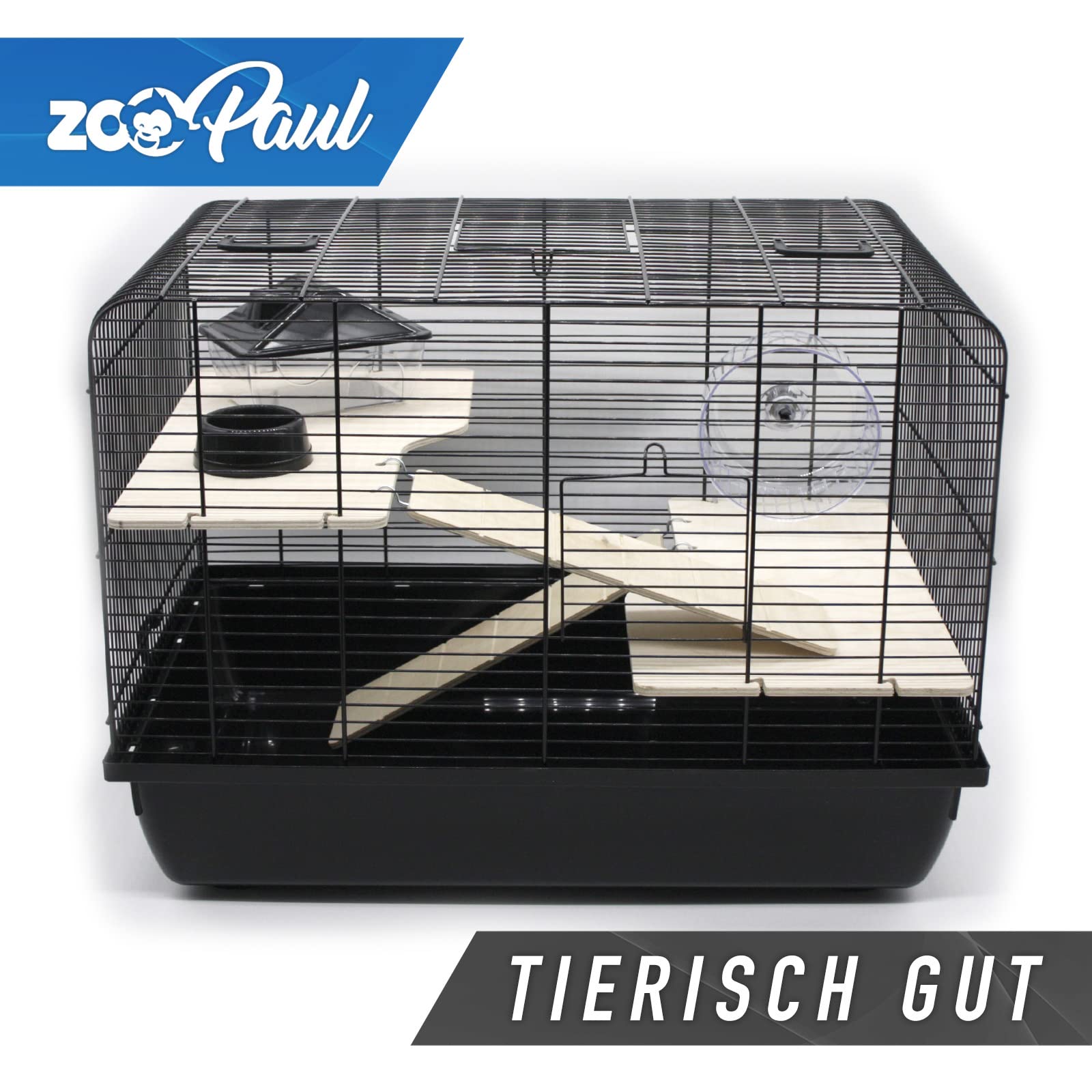ZOOPAUL XL Hamsterkäfig Nagerkäfig inkl. Zubehör Schwarz Kleintierkäfig Hamster Maus und Ander Kleintiere