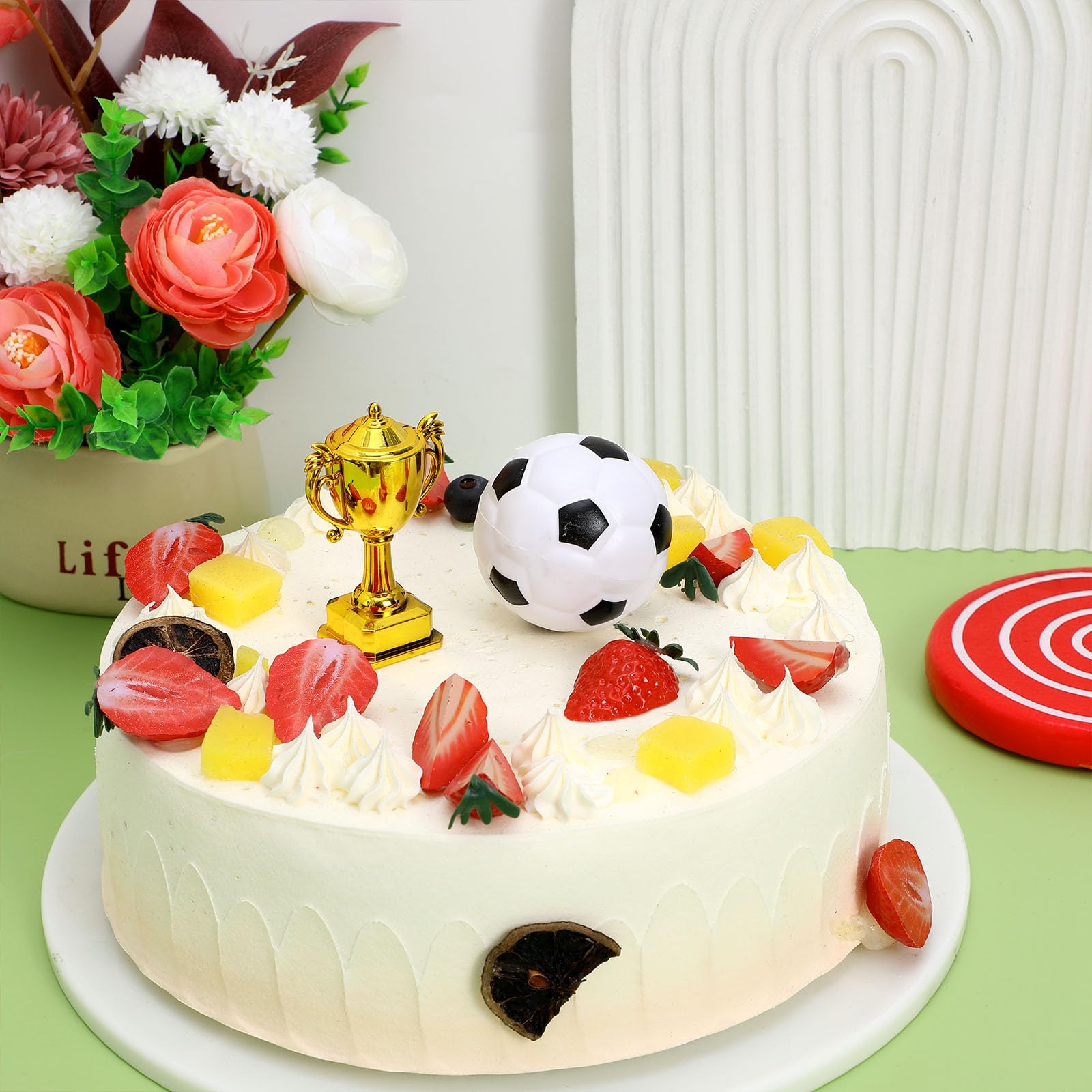 iplusmile Football Cake Decorations: Mini Award Trophy Soccer Model Football Cake Topper for Sport Theme Party Decor,dollhouse Decoration,party Favors,1 Set - Image 2