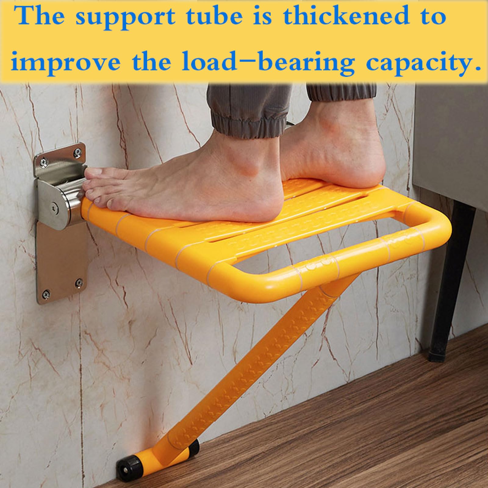 Silla Plegable de Pared escondida,Asiento de Ducha para Montaje en Pared,Taburete Plegable montado en la Pared para la Entrada,con Patas,Almacenamiento sin ocupar Espacio,Ahorra Espacio