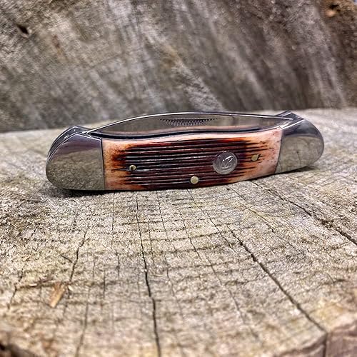 Miniatura 5 de WHISKEY BENT HAT CO Cuchillo de bolsillo plegable tradicional de canoa de 363 pulgadas longitud cerrada cuchillas de acero inoxidable 440C