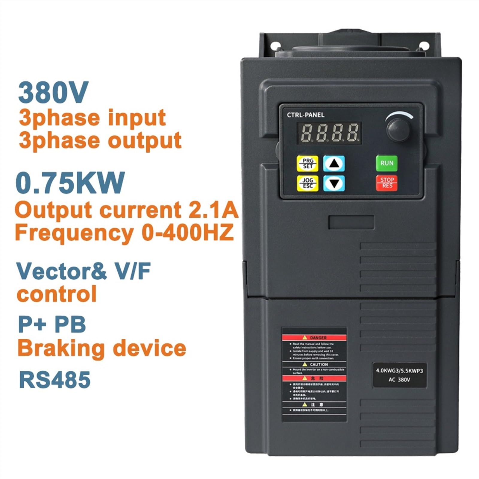 Vfd 0,75 kw 380v Variable Frecuencia Drive Frecuencia Inversor de Frecuencia Trifásico Control de Velocidad Motor de Arranque Suave RS485