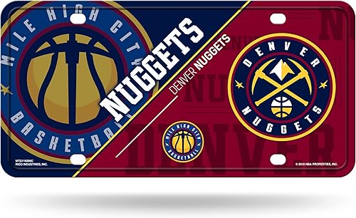 Miniatura 20 de Rico Industries Etiqueta de metal de baloncesto de la NBA de 6 x 12 pulgadas, ideal para camiones/coches/SUV
