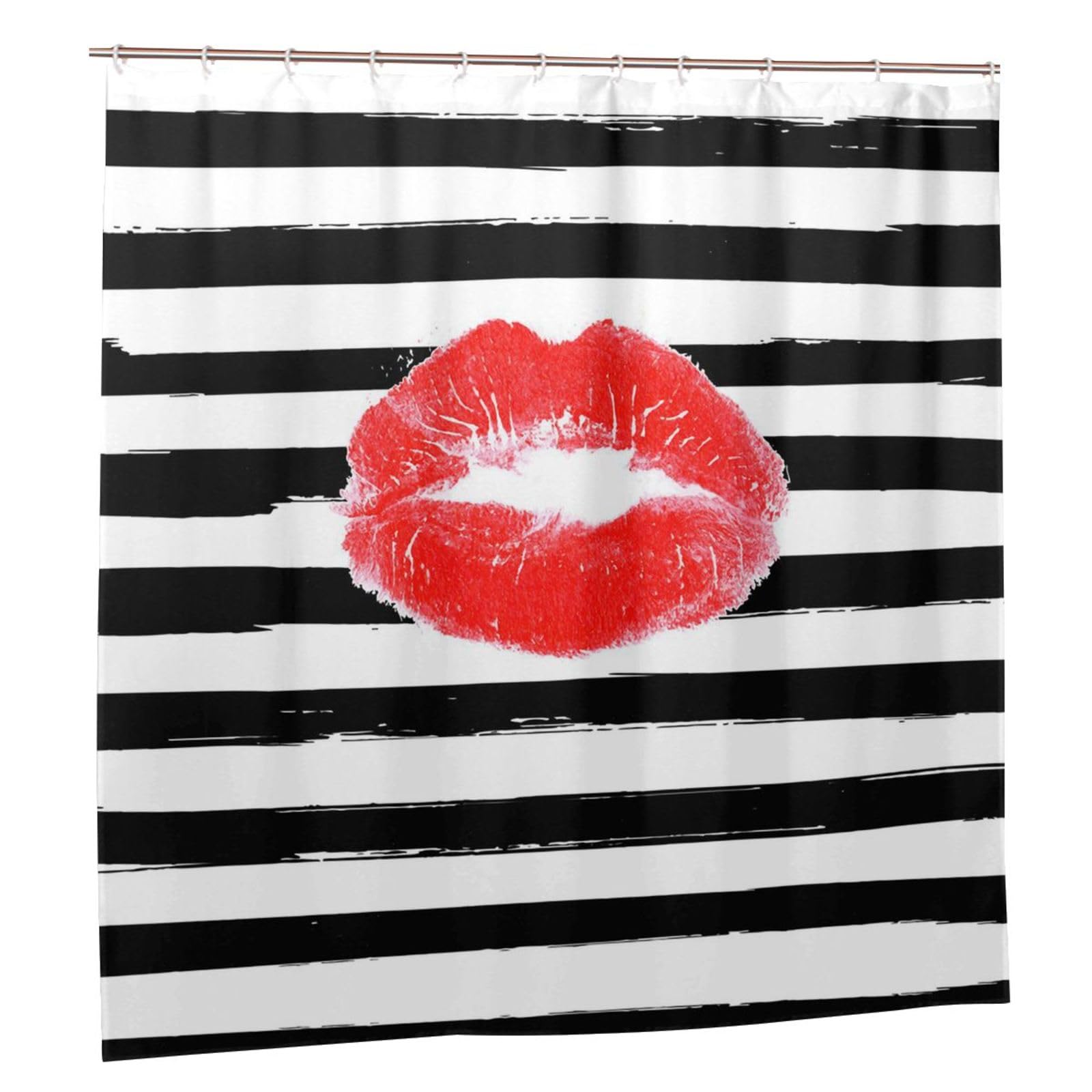 Rideau de douche imperméable lèvres rouges baiser pour salle de bain tendance 183x183 cm