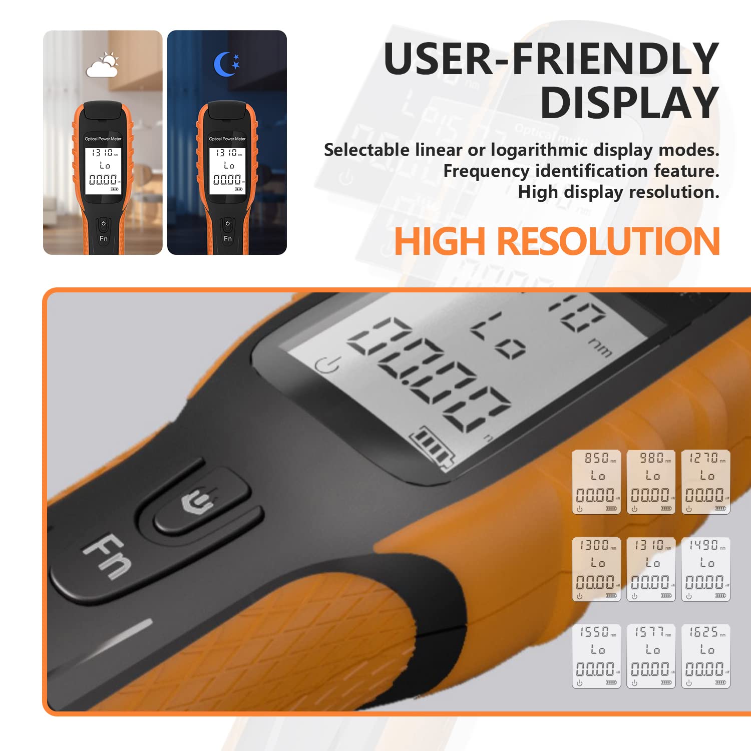 Mini Optic Fiber Cable Tester with 400mAh Lithium Battery, Optical Fiber Power Meter for FC/SC/ST Universal Connector