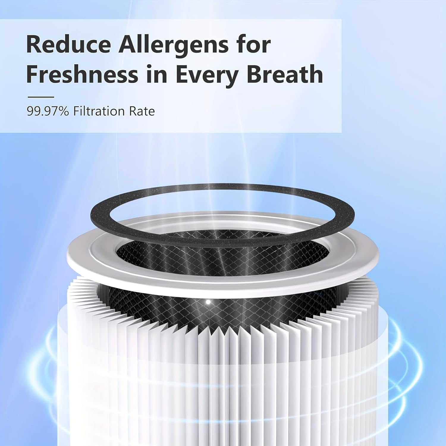 Air Purifier for Home Bedroom, Circulating Air for Room Up to 540 ft², Sleep Mode with 24 dB Quiet, 4 Modes, 12 H Timer, Portable for Office, Dorm, Kitchen, Living Room, White