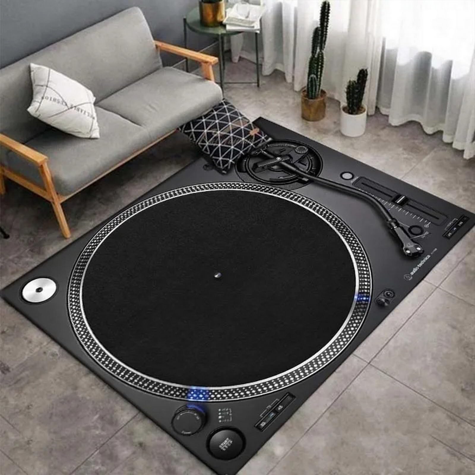 Tapis de salon DJ impression 3D grand format doux au toucher