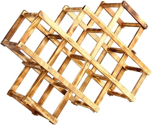 Miniatura 6 de Estante plegable de madera para vino, soporte para botellas de vino natural con 8 ranuras para 10 botellas de vino, soporte de mesa para botellas de