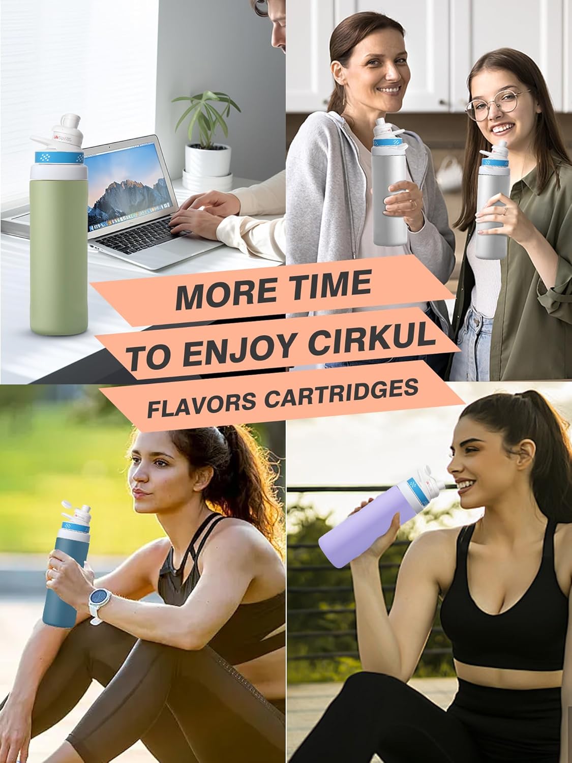 YOUSHARES Water Bottle Adapter Compatible with Owala FreeSip Insulated Stainless Steel 24/25/32/40 oz, Flavor Cartridges Adapter, Bottle Adapter Compatible for Owala Cup, Water Bottle Accessories