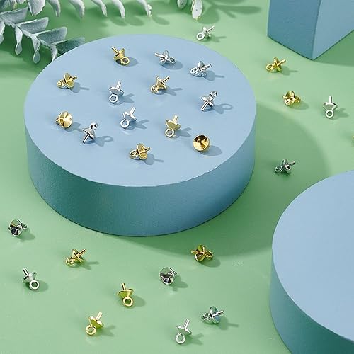 Miniatura 10 de SUNNYCLUE 1 caja de 60 piezas de 6 estilos de alfileres de ojo, perlas, clavijas de perlas, de acero inoxidable 304, pasador de ojo de tornillo de