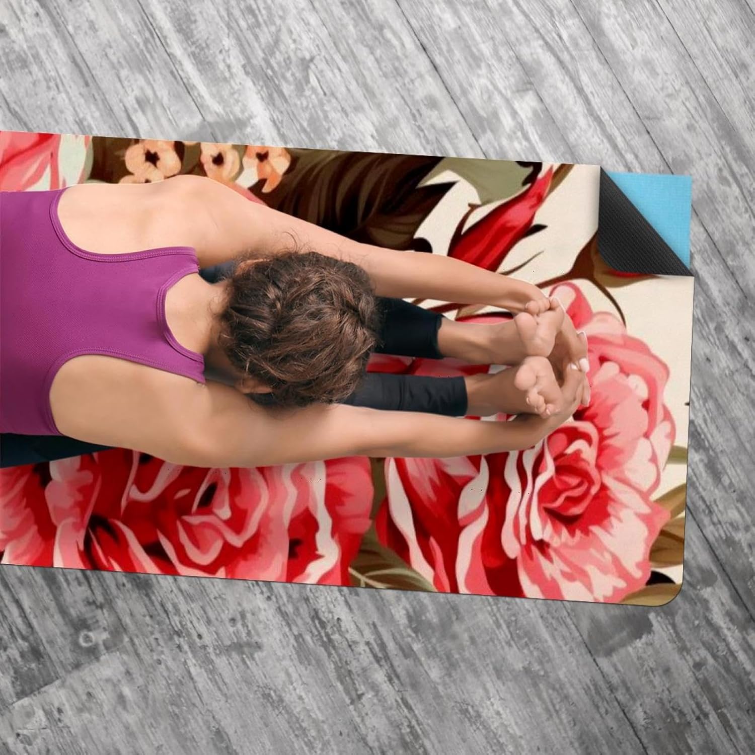 Yoga Towel, Leopard Rose Flower Non Slip Sweat Absorbent Hot Yoga Mat Towel for Hot Yoga, Pilates and Fitness - 72.8" x 26.8"