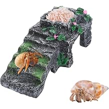 Hermit Crab Accessories, 3-in-1 Resin Climbing Platform with Food Dish and Hideout, Hermit Crab Climbing Toys, Habitat Tank Decor for Hermit Crab, Gecko, and Other Small Reptiles