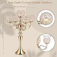 Vista 2 de Nuenen Paquete de 1 centro de mesa de cristal con 5 brazos de 21.5 pulgadas de alto, elegantes centros de mesa para mesa para el hogar, boda