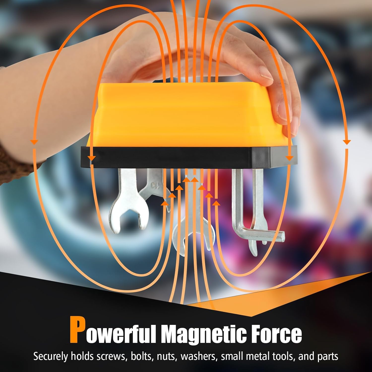 ERGOMASTER Collapsible Magnetic Tray, 4 Pack 4.5” Square Silicone Magnetic Tool Tray Bowl for Holding Nuts and Bolts