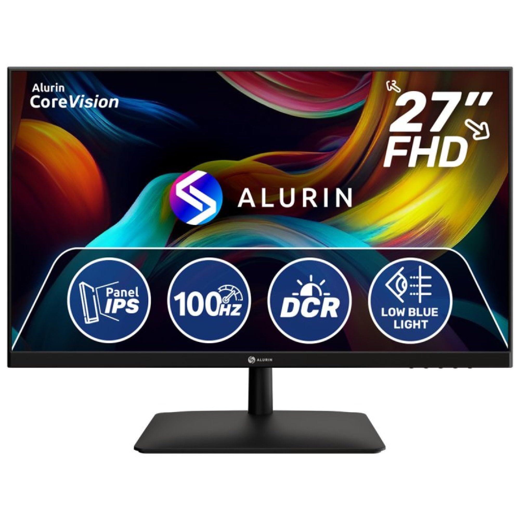 Alurin CoreVision Monitor 27 Pulgadas, FHD IPS 100Hz, HDMI Incluido, DisplayPort, FreeSync, Low Blue Light Anti Flicker, VESA 100x100