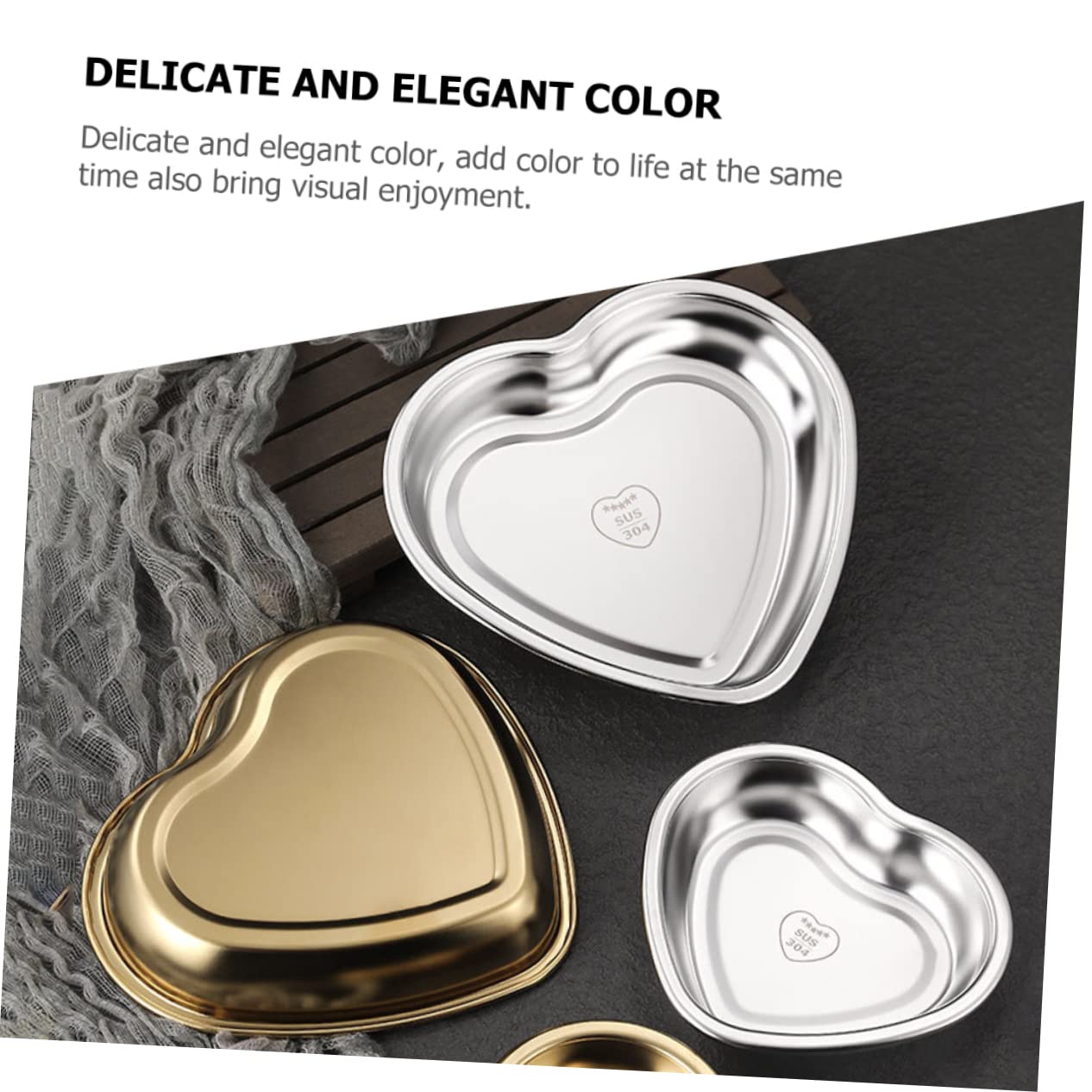 Ciieeo 5piezas Plato De Postre Corazón De Acero Inoxidable Bandeja Para Snacks y Frutas Para Decorar Mesas y Servir Dulces